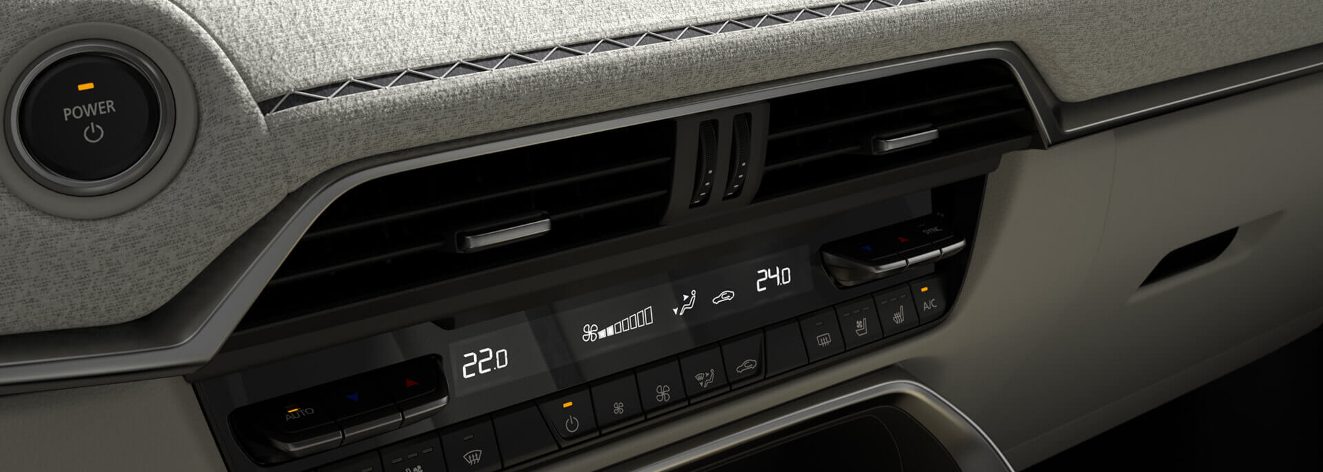 Musubu-stiksels en centrale console van de Mazda CX-60 Plug-in Hybride SUV