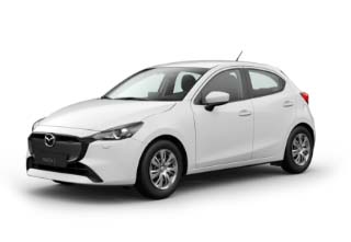 Το Mazda2 σε χρώμα αμαξώματος Arctic White στην έκδοση Prime-Line