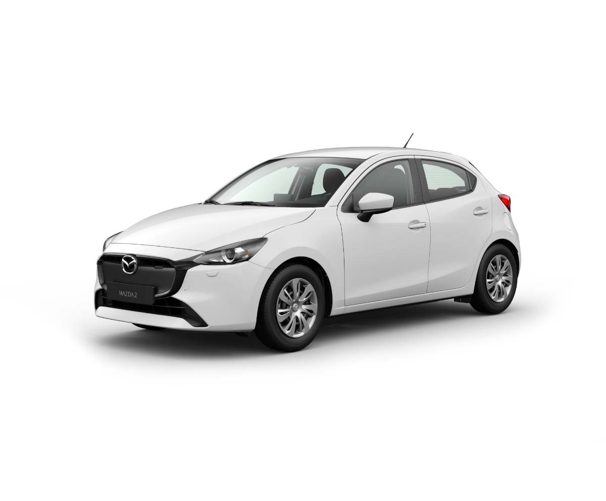 Το Mazda2 σε χρώμα αμαξώματος Arctic White στην έκδοση Prime-Line