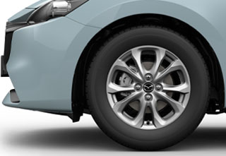 The 15” steel wheels with Full Cap (2 tone) of the Mazda2 in the Centre-Line grade