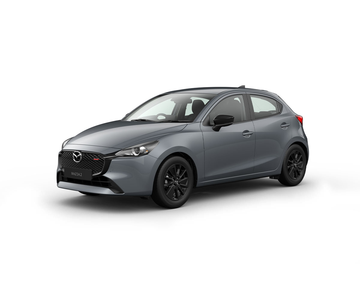 The Mazda2 in Polymetal Grey exterior colour in the Homura grade