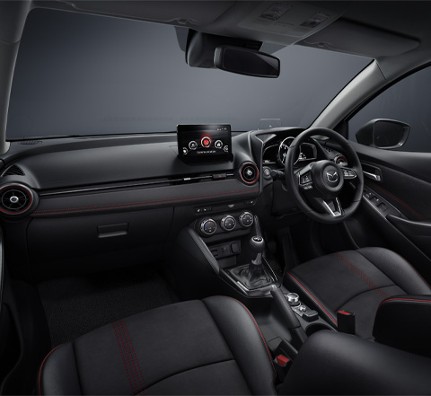 The interior of the Mazda2 featuring an exceptional level of comfort and high quality materials.