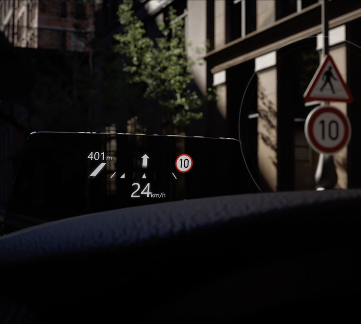 Mazda Active Driving Display projects speed and navigation commands onto the windscreen.