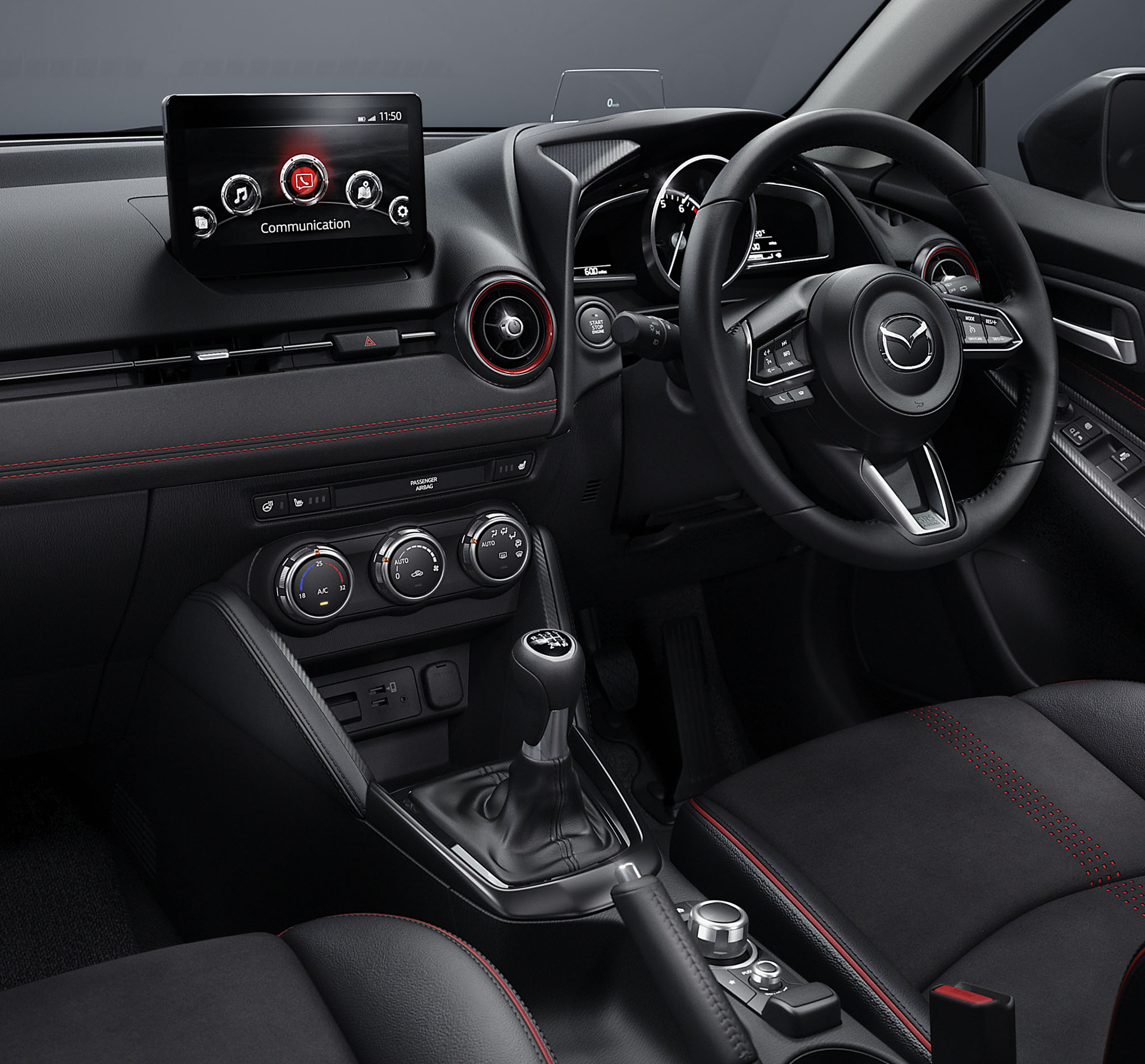 Effortless connectivity in the 2023 Mazda2 with the latest technology and easy to reach controls