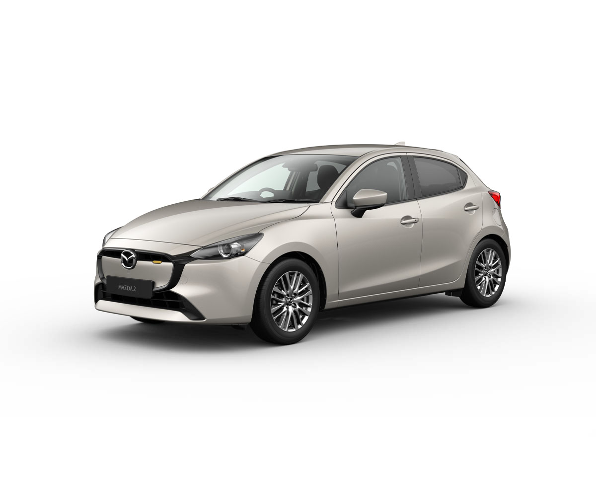 The Mazda2 in Platinum Quartz exterior colour in the Exclusive-Line grade