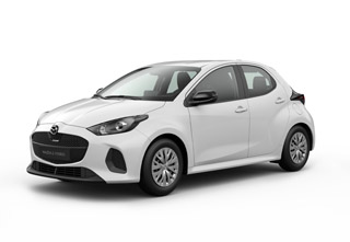 Mazda2 Hybrid v bílé barvě karoserie Lunar White v úrovni výbavy Prime-line