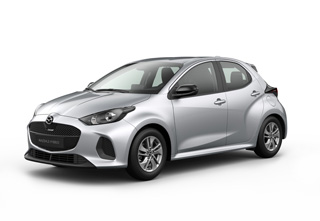 Mazda2 Hybrid i karrosserifarven Stormy Silver med Centre-line-udstyr