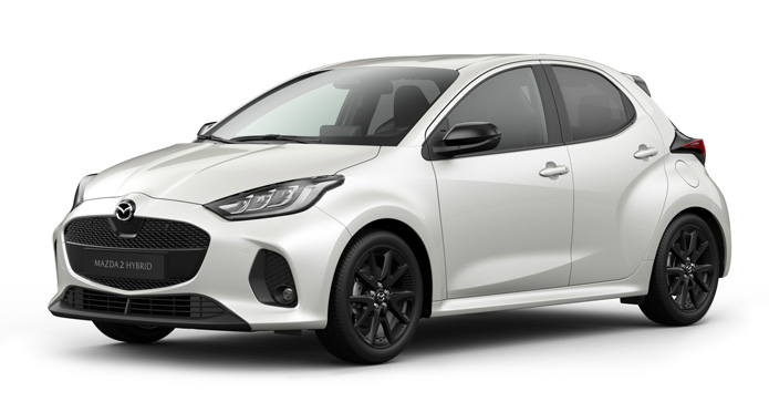 Mazda2 Hybrid i farven Northern White Pearl