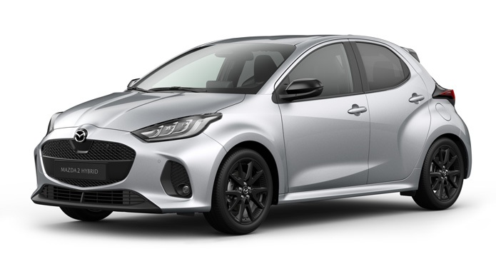 Mazda2 Hybrid i farven Stormy Silver