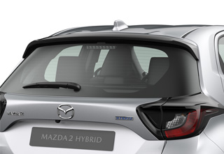 Rear spoiler on the Mazda2 Hybrid in the Centre-Line trim level