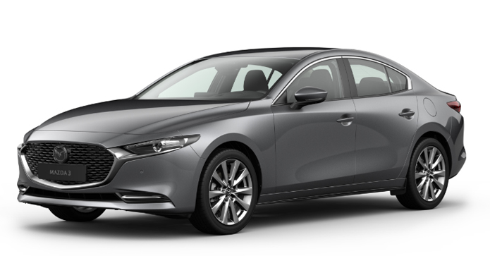 Mazda3 Sedan i farven Machine Grey