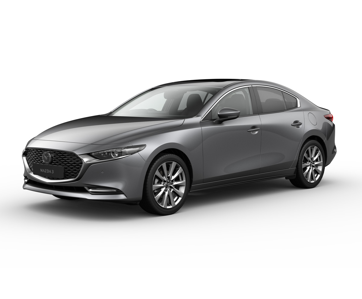 Mazda3 Saloon in Machine Grey body color in Exclusive-Line equipment