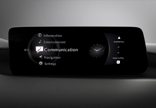 10.25inch TFT color centre display of the Mazda3 Saloon in the Exclusive-Line equipment level