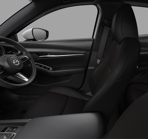 The Black cloth Seat of the Mazda3 hatchback.