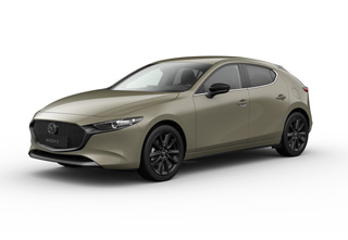 Хечбек Mazda3 в цвят на купето Zircon Sand с ниво на оборудване Nagisa