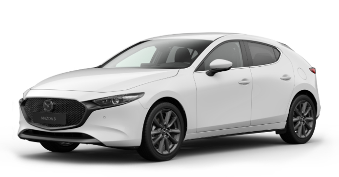 Mazda3 Hatchback i farven Arctic White-farve