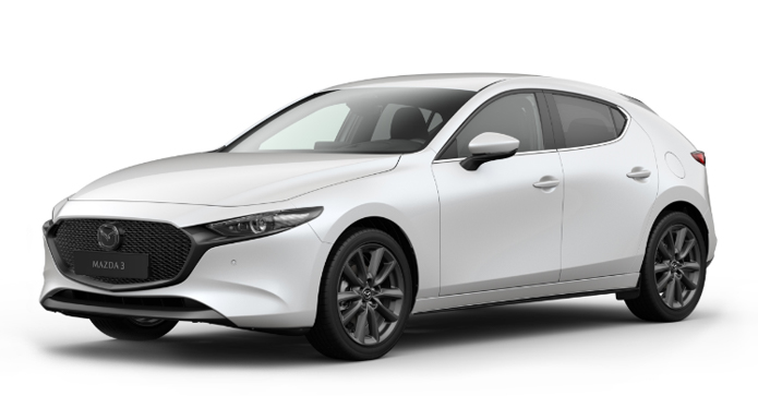 Mazda3 Hatchback i farven Snowflake White