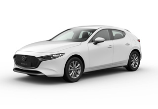 Mazda3 Hatchback i Arctic White-karrosserifarve med Prime-Line-udstyr