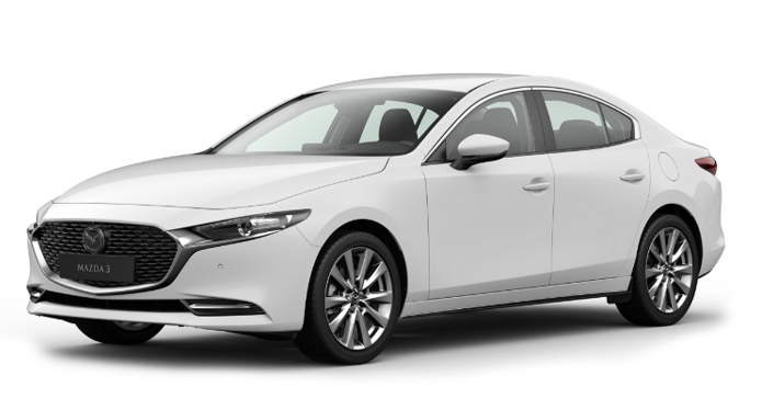 Mazda3 Sedan i farven Arctic White