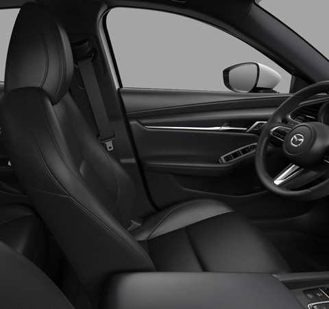 Der schwarzes Ledersitz des Mazda3.