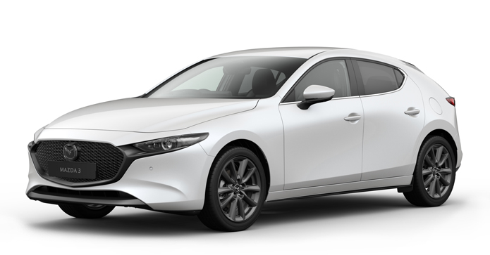 Mazda3 Hatchback in Snow Flake White Pearl color