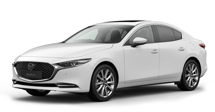 Mazda3 Saloon in Arctic White color