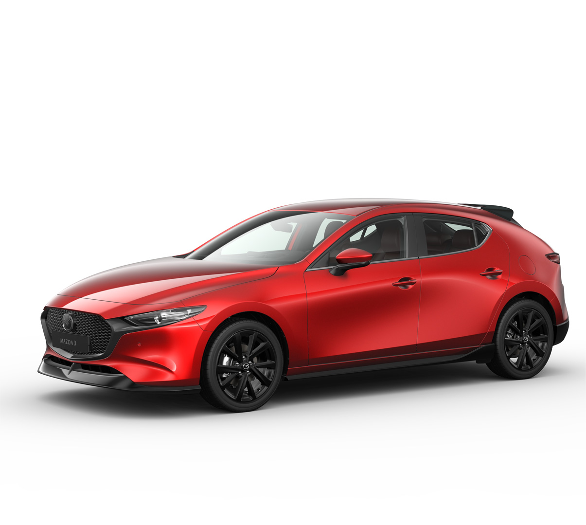 De aerodynamische voor- en zijskirts van de Mazda3.