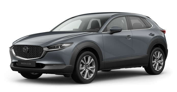 Mazda CX-30 în culoarea Polymetal Grey