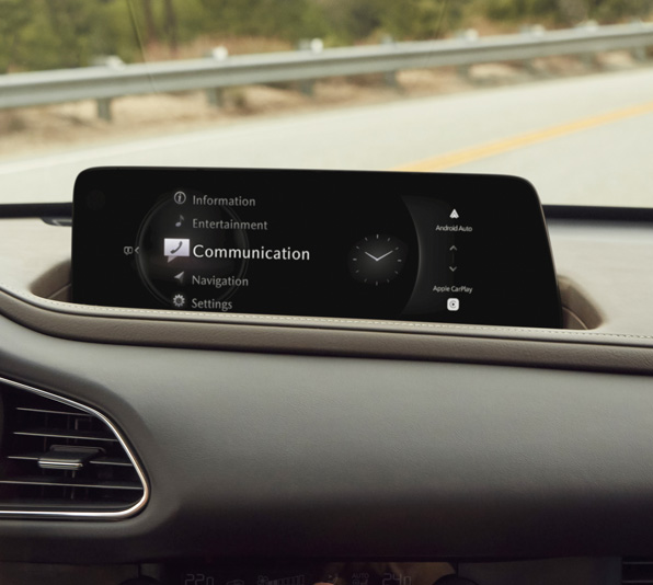 The new 10.25-inch touchscreen inside the Mazda CX-30 supports wireless Apple CarPlay and Android Auto.