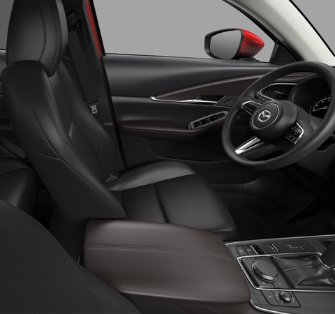 The Black Leather Seat of the Mazda CX-30.