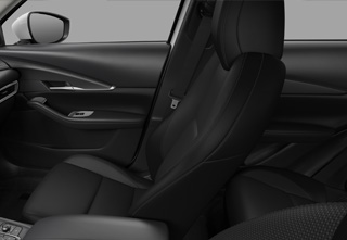 Tapicería de tela negra y revestimiento interior del techo en negro del Mazda CX-30 con especificaciones Prime-Line