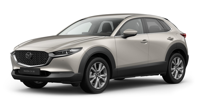 Mazda CX-30 v platinové barvě Platinum Quartz