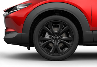 18-Zoll-Leichtmetallfelgen – Schwarz am Mazda CX-30 in der Ausstattungsvariante Homura.