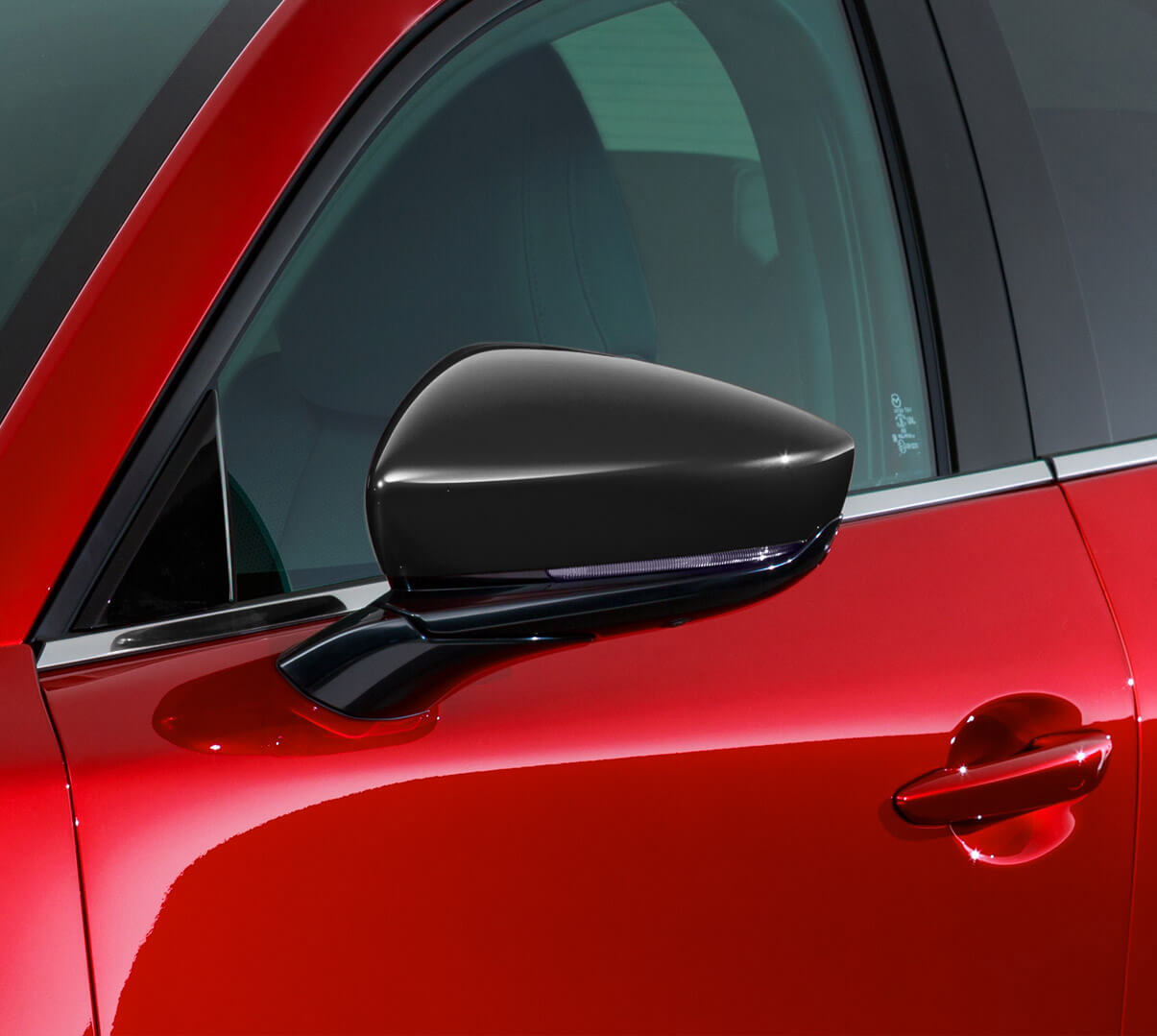 Black mirror covers for your Mazda CX-30 add a bit of two-tone flair. 