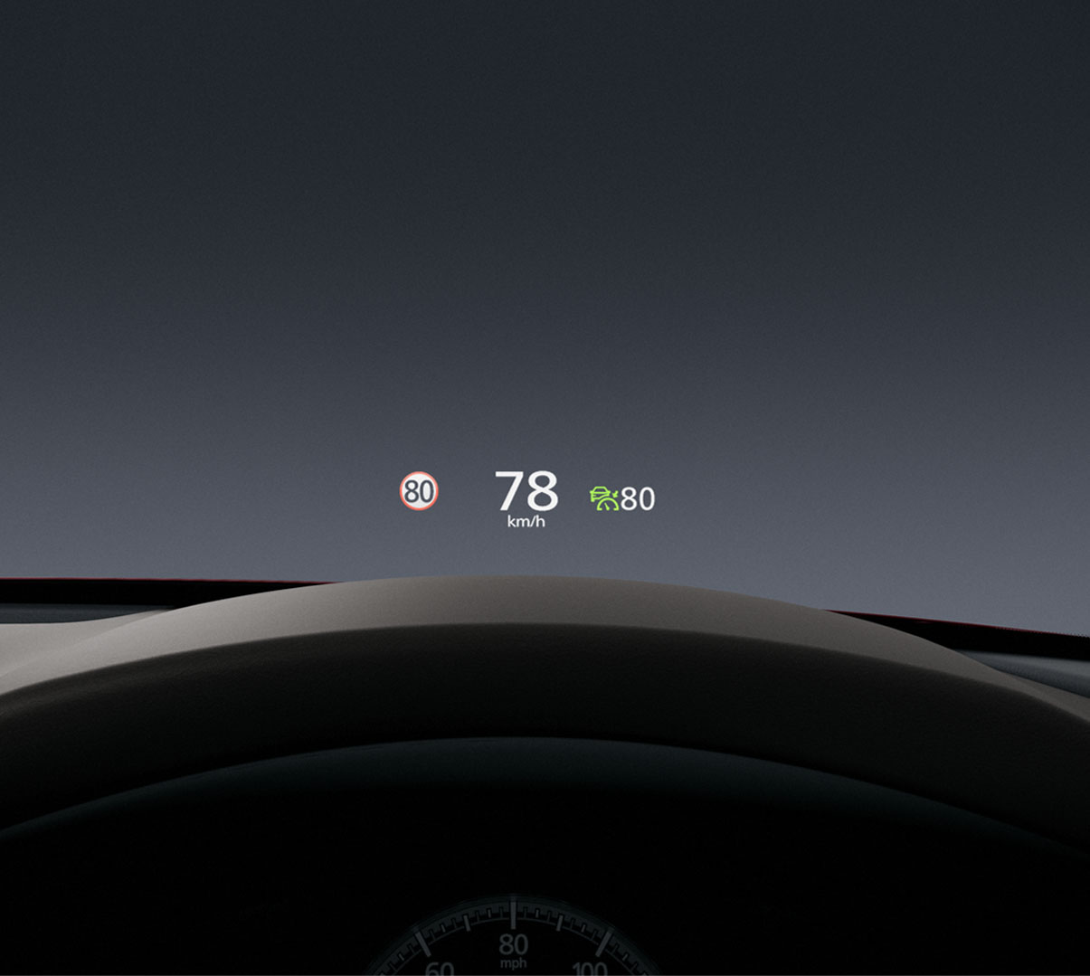 Mazda Active Driving Display projects speed and navigation commands onto the windscreen..