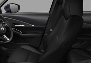 Black cloth and black roof interior of the Mazda CX-30 Centre-Line trim level