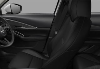 Black cloth and black roof interior of the Mazda CX-30 Prime-Line trim level