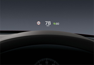 Window projector type Head-up Display of the Mazda CX-30 in the Prime-Line equipment level