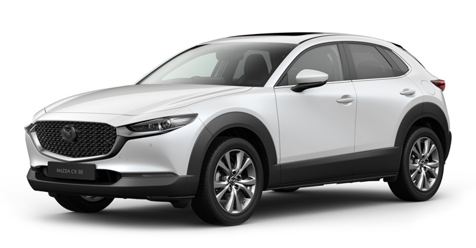 Mazda CX-30 in Snowflake White color