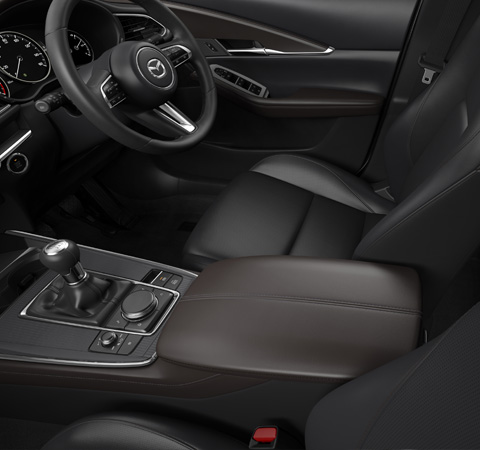 The Black Leather Seat of the Mazda CX-30.