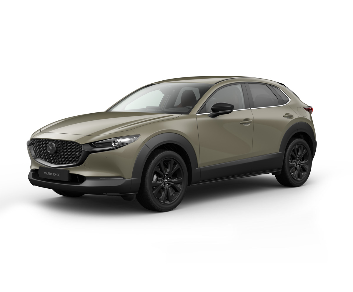 Le Mazda CX-30 en coloris de carrosserie Arctic White, avec équipements Nagisa