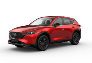 Der Mazda CX-5 in Crystal in der Außenfarbe Soul Red Crystal in der Ausstattungsvariante Homura.