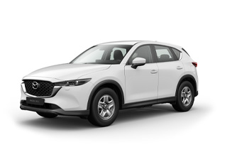 Der Mazda CX-5 in der Karosseriefarbe Arctic White und der Ausstattungsvariante Prime-Line