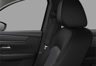 The seats in the all-new Mazda CX-60 Exclusive-Line grade accented with an open weave fabric.