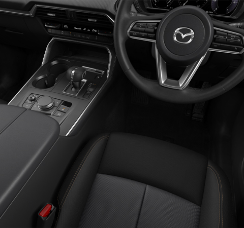 The black cloth trim of the all-new Mazda CX-60 Plug-In Hybrid SUV.