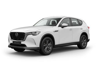 Zcela nová Mazda CX-60 v barvě exteriéru arktická bílá ve třídě Prime-Line