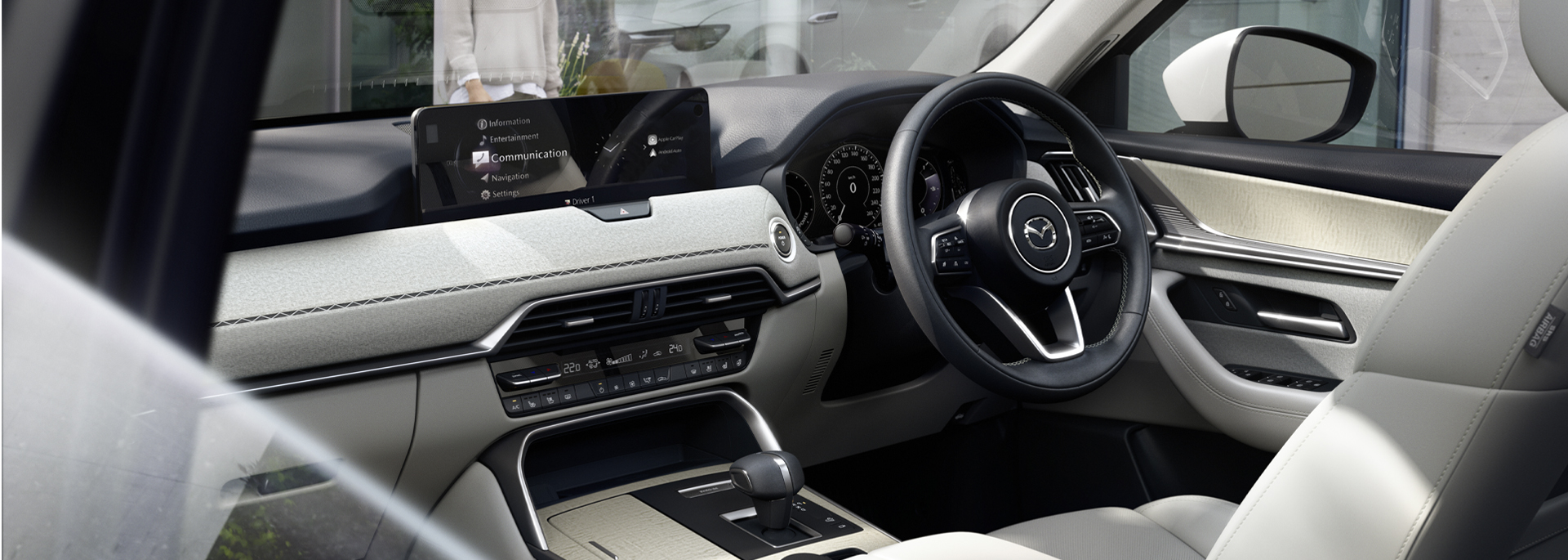 The all-new Mazda CX-60 Plug-in hybrid SUV white interior