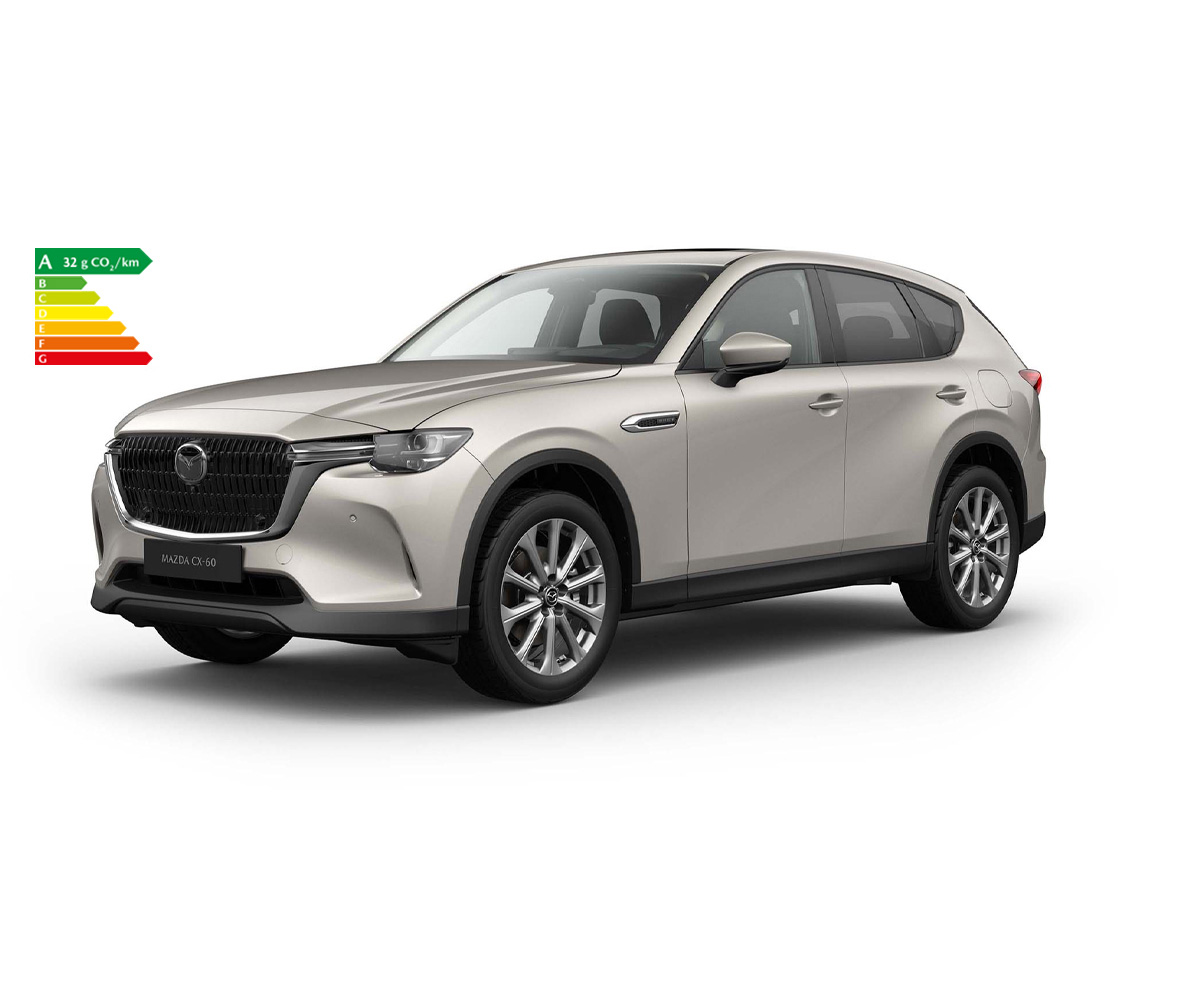 TThe all-new Mazda CX-60 in Sonic Silver exterior colour in the Exclusive-Line grade