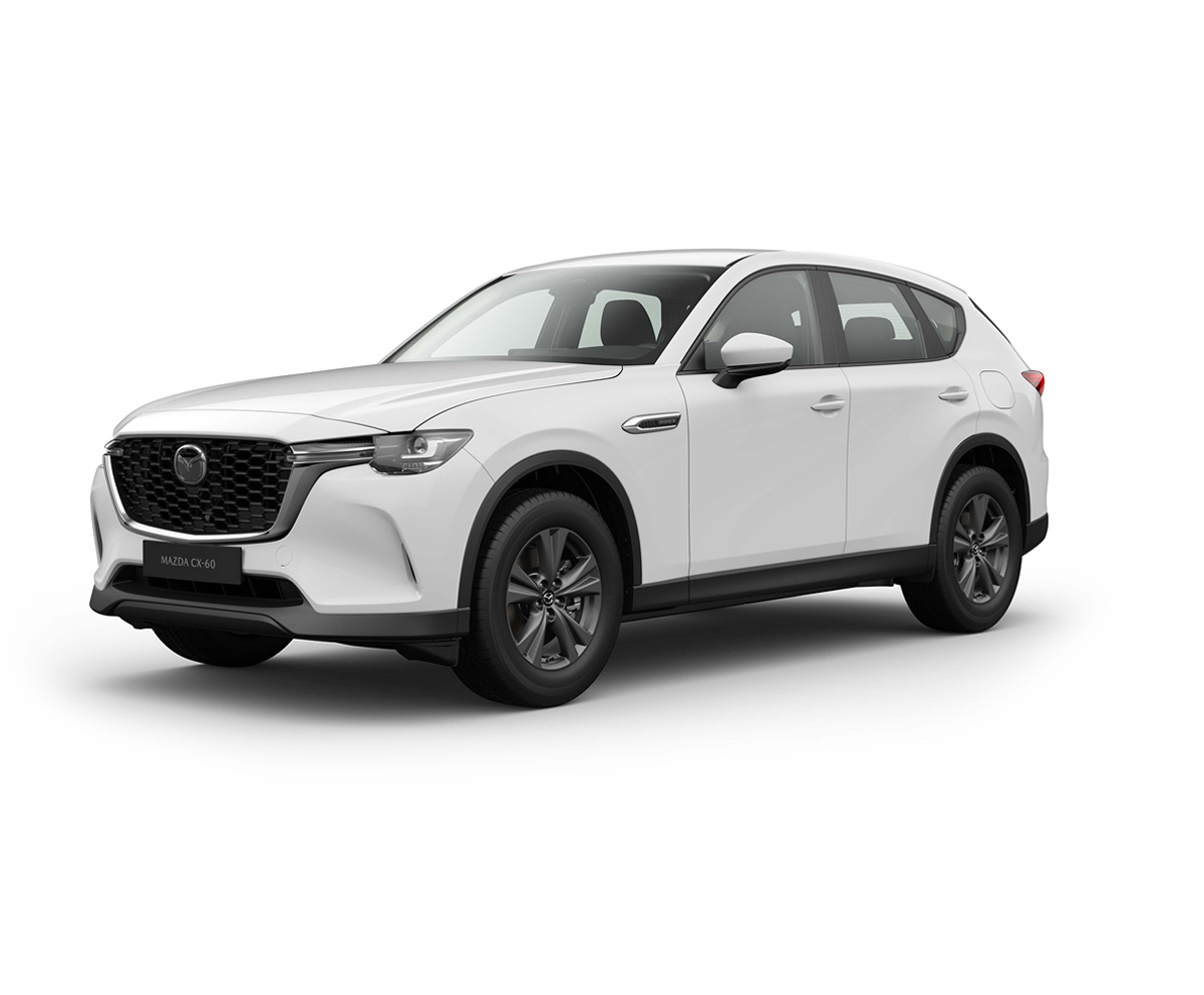 The all-new Mazda CX-60 in Arctic White exterior colour in the Prime-Line grade