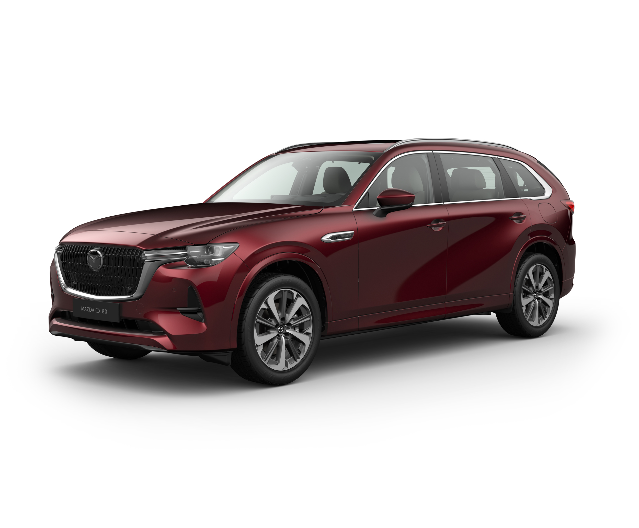 Mazda CX-80 v barvě Artisan Red v úrovni výbavy Takumi Plus